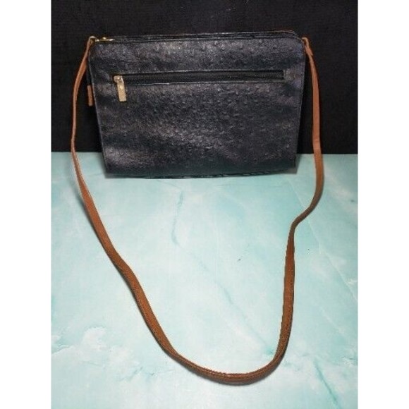 Bueno Ostrich Bag Purse Handbag Cross Body Faux Leather Outer Pocket Vintage - Picture 2 of 11